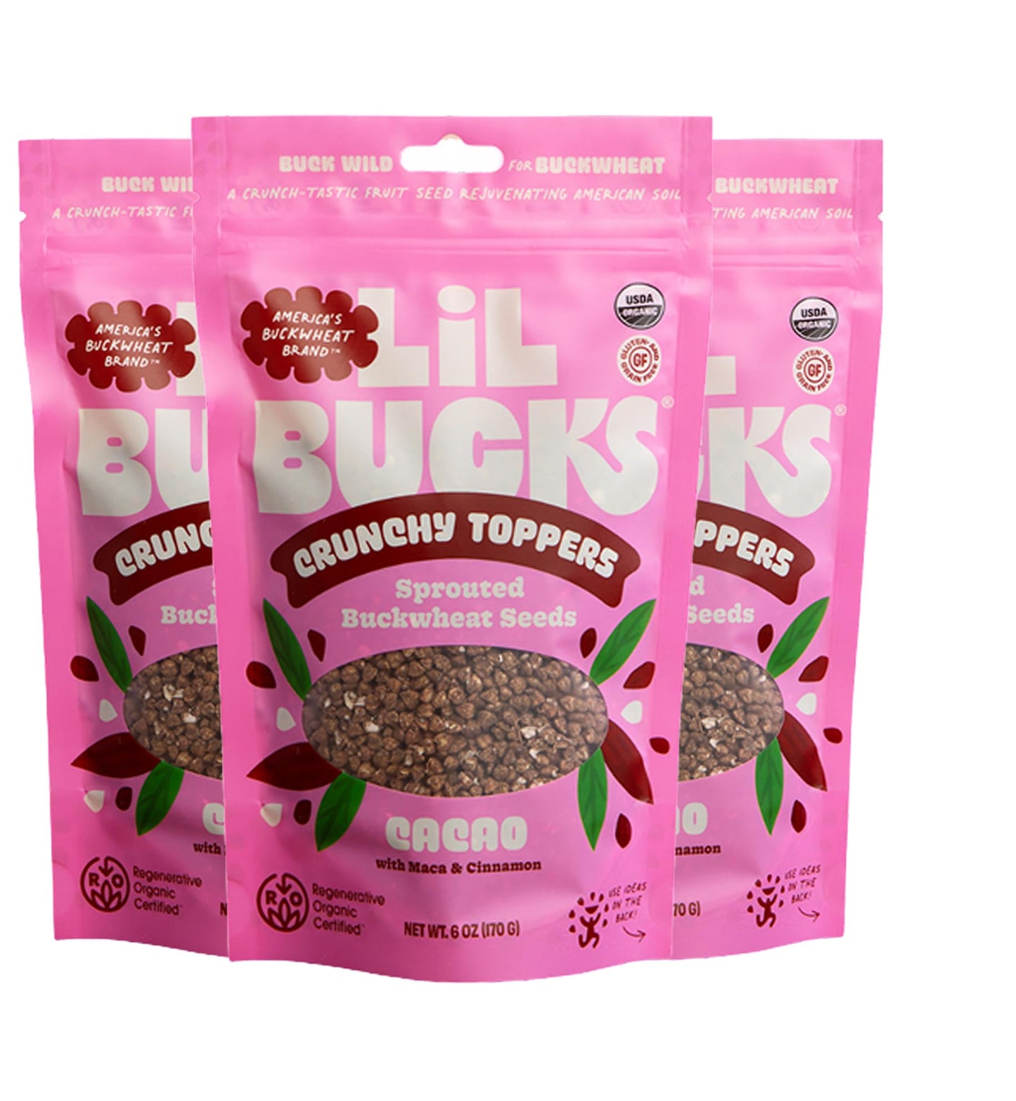 Lil Bucks Sprouted Regeneratively Grown Buckwheat Seeds- Paleo Cereal, Gluten-Free Granola, High in Protein, Low Sugar, Organic Superseed Crunch