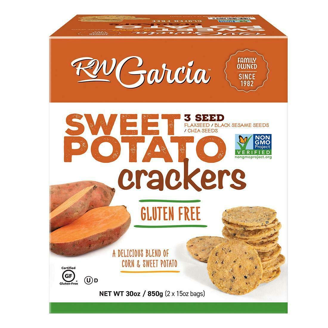 RW Garcia Organic Sweet Potato Cracker, 15 Ounce (Pack of 2)