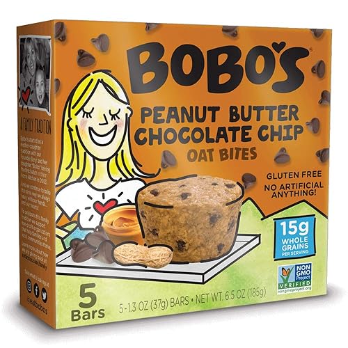 Bobo's Oat Bites, Peanut Butter Chocolate Chip, 1.3 Ounce-5 Count(Pack of 1)