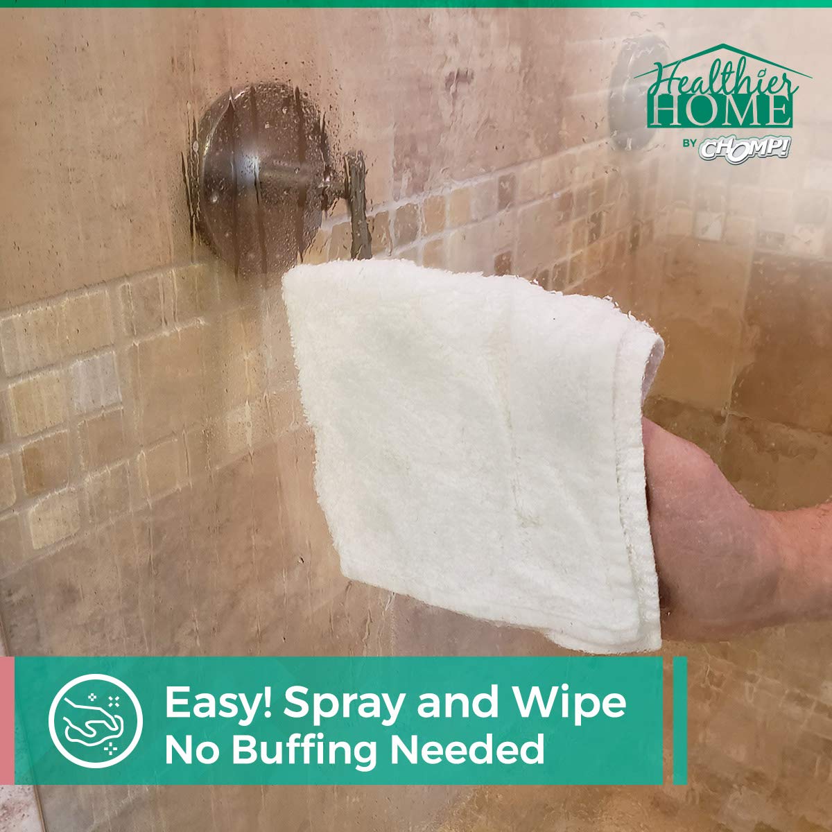CHOMP! Shower Door Water Repellent: Healthier Home ShowerDoorMagic 6 in 1 Hard Water Stain Preventer for Glass, Fiberglass, Tile & More- Spot, Soap