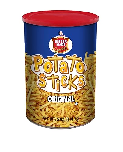 Better Made Potato Sticks 5oz Canister - Shoestring Potato Sticks - Gluten Free - Crunchy, Crispy Snack from Fresh Potatoes - Resealable Lid