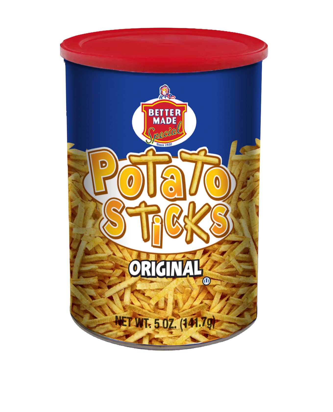 Better Made Potato Sticks 5oz Canister - Shoestring Potato Sticks - Gluten Free - Crunchy, Crispy Snack from Fresh Potatoes - Resealable Lid