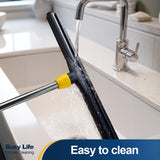 Yocada Floor Squeegee Scrubber Adjustable Telescopic Pole Heavy Duty Household Broom EVA Foam Blade for Garage Courtyard Shower Bathroom Floor Marble