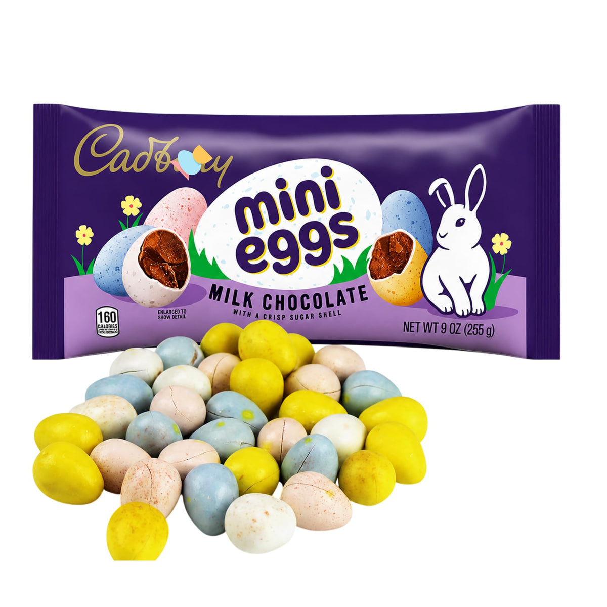 Cadbur,yMini Eggs Milk Chocolate Candy, 9 oz Bag - Crisp Sugar Shell Chocolate Candy Treats, Colorful Crunchy Eggs