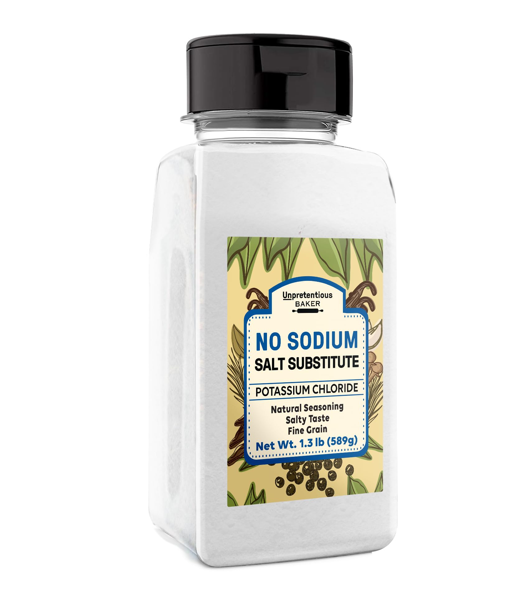 Unpretentious No Sodium Salt Substitute, Potassium Chloride, Salty Taste, Fine Grain (1.3 Pound)