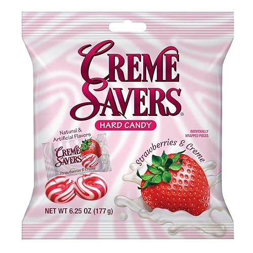 Creme Savers Strawberries and Creme Hard Candy | The Taste of Fresh Strawberries Swirled in Rich Cream | The Original Classic Brought To You By Iconic