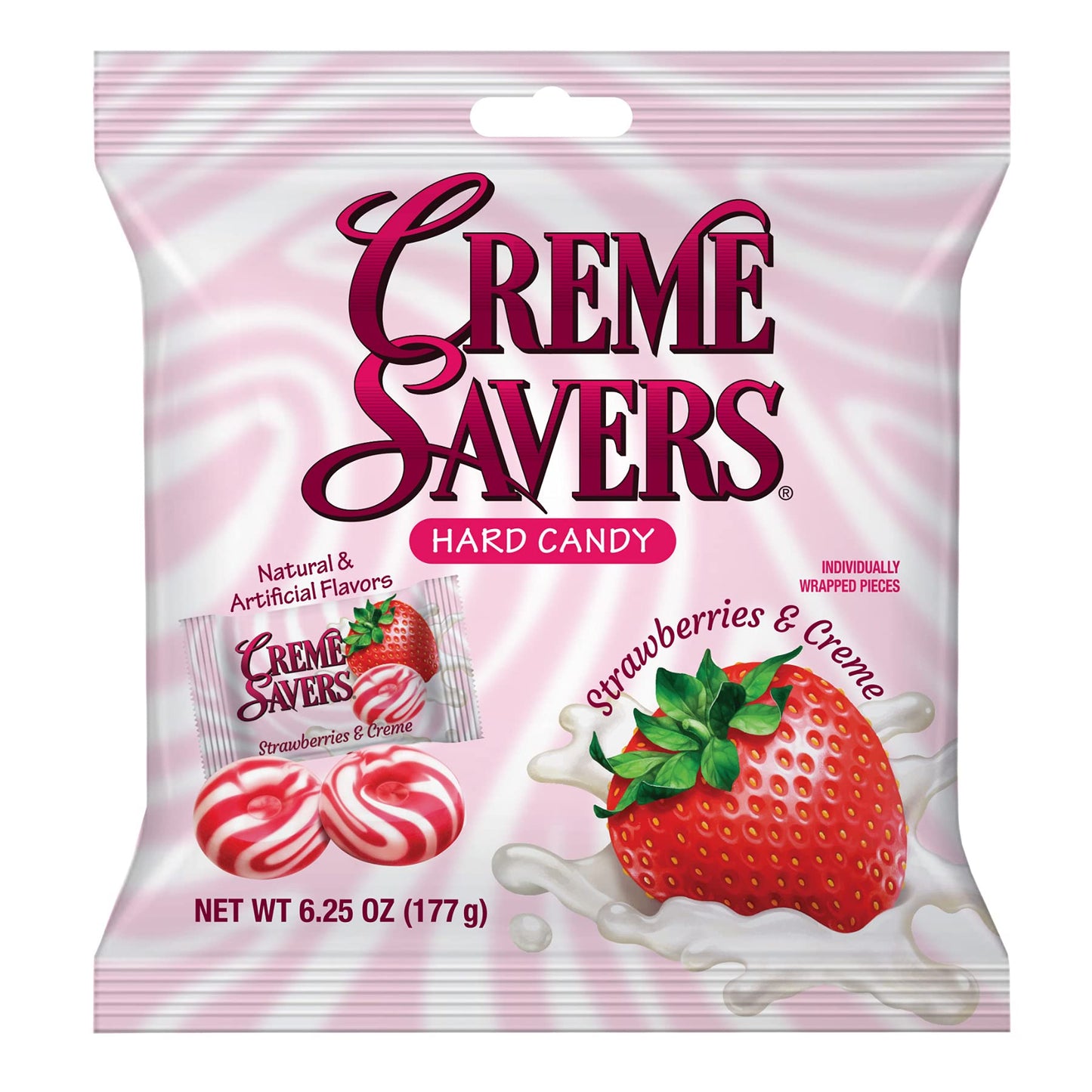 Creme Savers Strawberries and Creme Hard Candy | The Taste of Fresh Strawberries Swirled in Rich Cream | The Original Classic Brought To You By Iconic