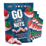 Go a Little Nuts Strawberry Yogurt Covered Walnuts, 4 oz Snack Pack (Pack of 6) Sweet & Crunchy Probiotic, Plant Protein, Non-GMO, Peanut Free