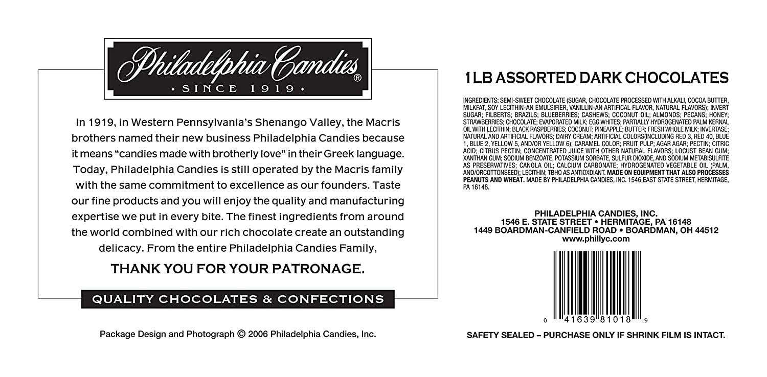 Philadelphia Candies Assorted Dark Boxed Chocolates, 1 Pound Gift Box