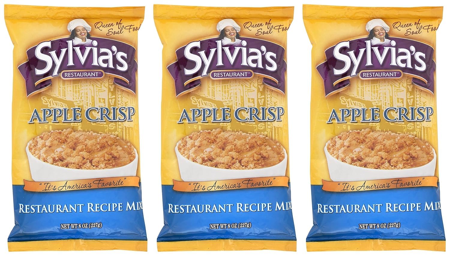 Sylvia's Restaurant Apple Crisp Recipe Mix, Making Desserts as Easy as Apple Pie with Sylvia’s Baking Mix, 8oz bag (Pack of 3)