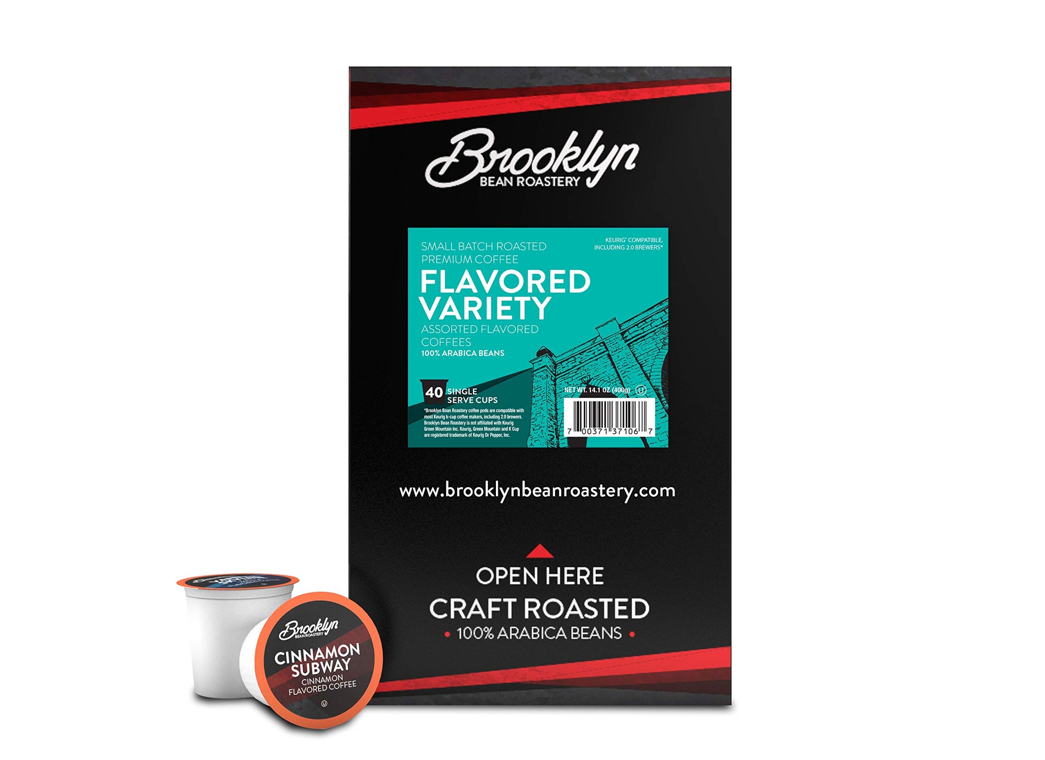 Brooklyn Beans Flavored Coffee Pods Assorted Gourmet Variety Pack, Compatible with 2.0 Keurig K Cup Brewers, 40 Count