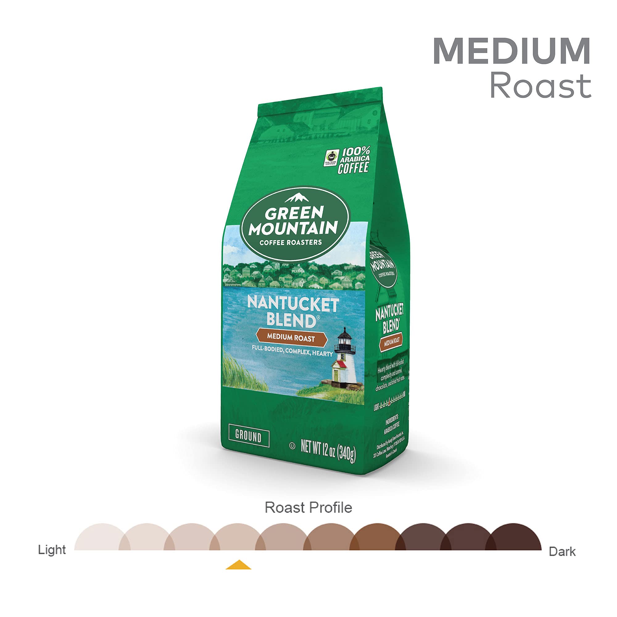 Green Mountain Coffee Roasters, Nantucket Blend, Fair Trade Certified, Ground Coffee, Medium Roast, Bagged 12oz.