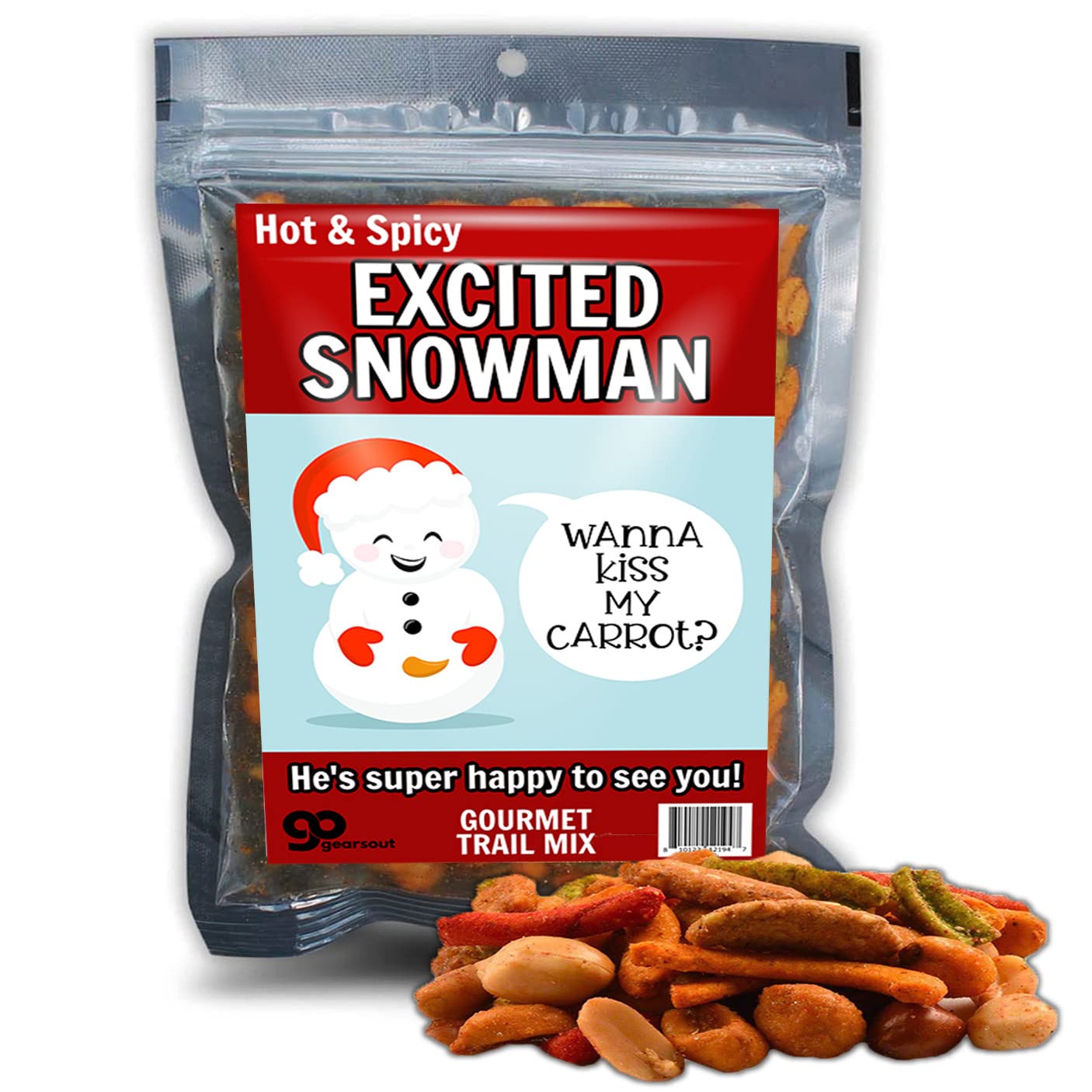 Kiss My Carrot Trail Mix - Naughty Gag Gifts Women - Funny Snowman Gifts for Adults - Crunchy Spicy Food Gift Snowmen Unisex White Elephant Gifts