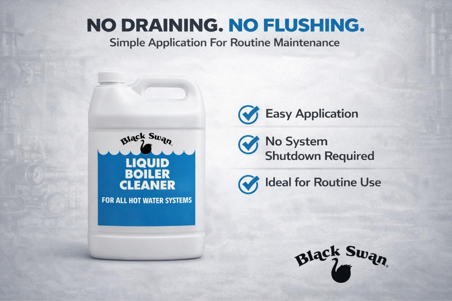 Black Swan Liquid Boiler Cleaner - Removes Scale, Rust, Sludge & Buildup - For Steam Boilers & Hot Water Heating Systems - Improves Efficiency