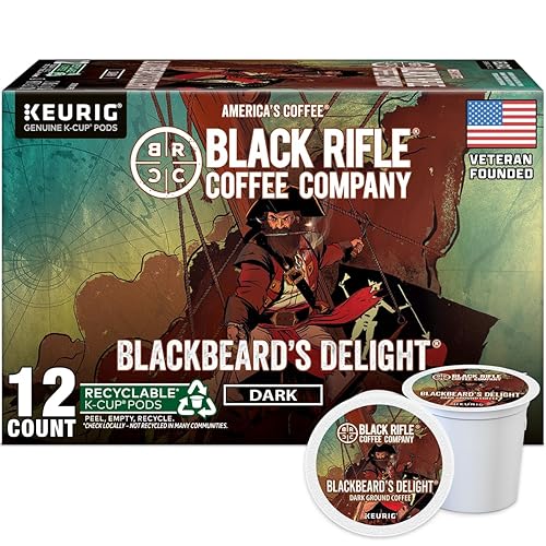 Black Rifle Coffee Company Blackbeard's Delight, Dark Roast Coffee Pods, 12 Single Serve Coffee Pods