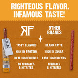 Righteous Felon Meat Sticks | 100% Pasture Raised Pork | 8g Protein per Stick | Keto, Gluten-Free, Low Sugar, High Protein Snack Sticks | Individually