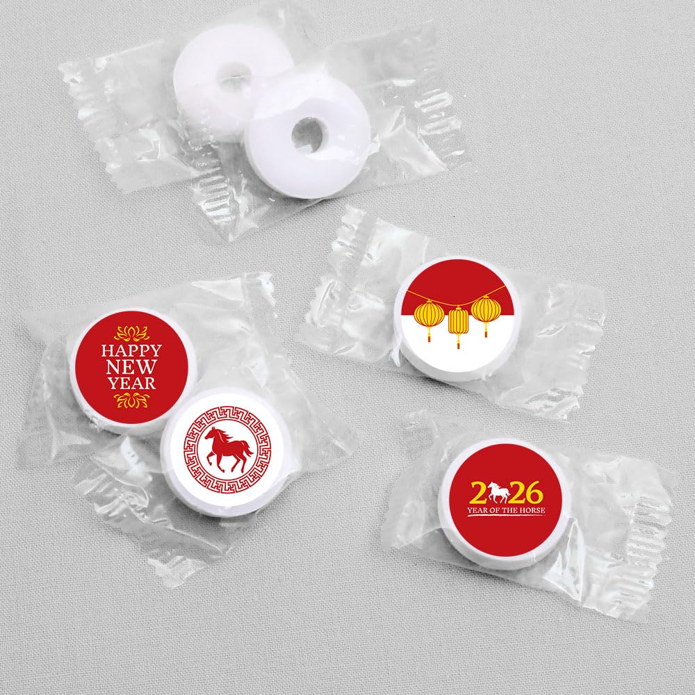 Chinese New Year - 2026 Year of The Horse - Round Candy Stickers - 108pc