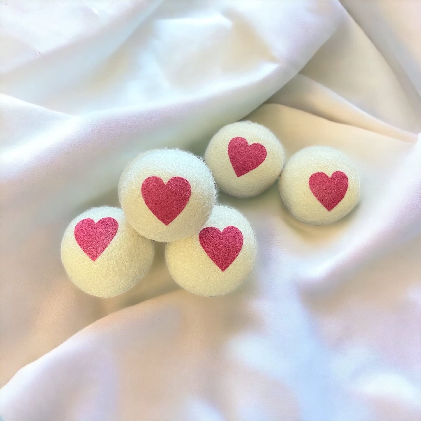 Dryer Balls Red Heart Natural Wool Reusable Eco-Friendly 6-Pack XL Premium All Natural Reduces Wrinkles Saves Drying Time Chemical Free Alternative