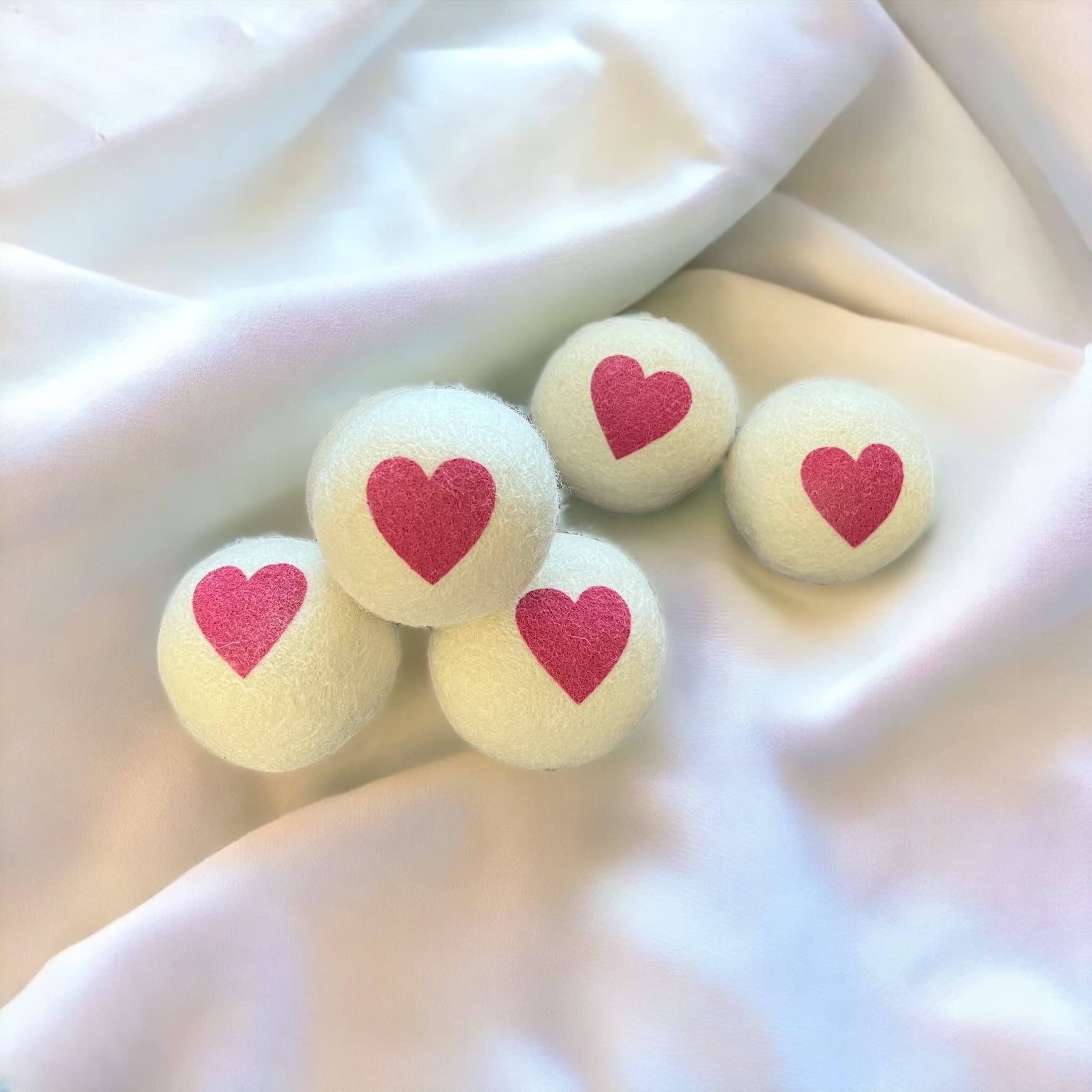 Dryer Balls Red Heart Natural Wool Reusable Eco-Friendly 6-Pack XL Premium All Natural Reduces Wrinkles Saves Drying Time Chemical Free Alternative