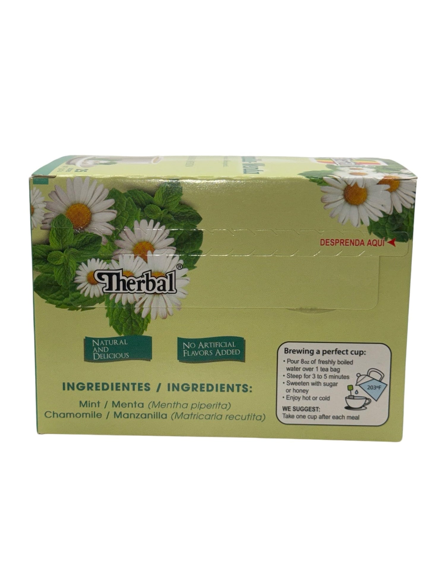 Manzanilla-Menta (Chamomile-Mint Tea) - 25 Tea Bags - Vegan, 100% Natural - Premium Therbal Brand