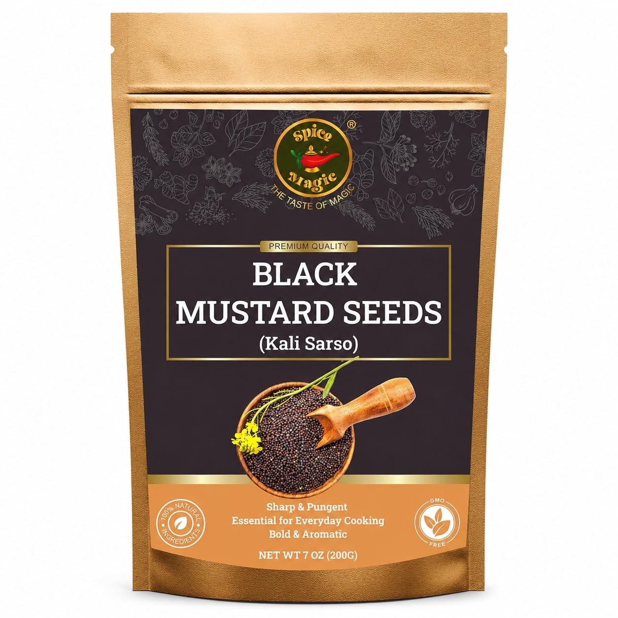 Spice Magic Black Mustard Seed ~ 100% Pure, Aromatic & Natural | 7oz (200g) I Kali Rai | Non-GMO | Indian Origin
