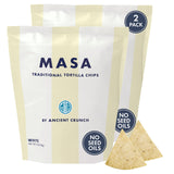 MASA Chips White Corn Tortilla Chips Cooked in Beef Tallow - Seed Oil Free Snack, 2pk×5 oz each- Handmade with Only Naturally Grown White Corn & Sea