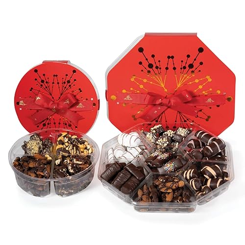 Holiday Gourmet Chocolate Gift Set - Dairy-Free Kosher Artisanal Chocolates in Two Luxury Gift Boxes - Handmade Chocolate Truffles, Caramel Brittles