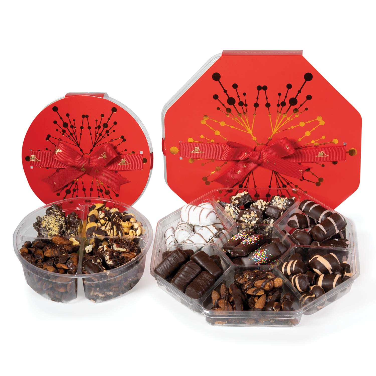 Holiday Gourmet Chocolate Gift Set - Dairy-Free Kosher Artisanal Chocolates in Two Luxury Gift Boxes - Handmade Chocolate Truffles, Caramel Brittles