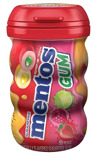 Mentos Curvy Bottle Red Lime Fruit Gum - 3.53oz (Pack of 6)