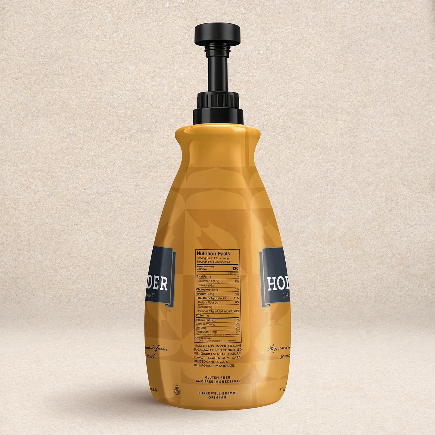 Classic Caramel Café Sauce by Hollander Chocolate Co. | For Caramel Lattes & Deserts | Perfect for the Professional or Home Barista - Net Wt. 91oz (64 fl Oz) Large Bottle (PUMP Included)