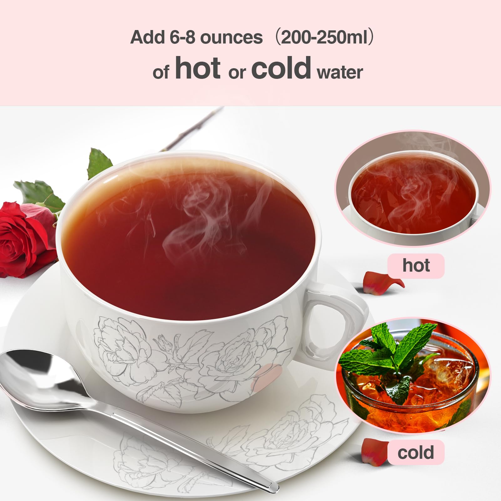 Taiping HK Rose Instant Black Tea Powder Classic-100% Tea Leaves 30 Single Serve Stick Packs Unsweetened No Additives On-the-Go for Travel, Work