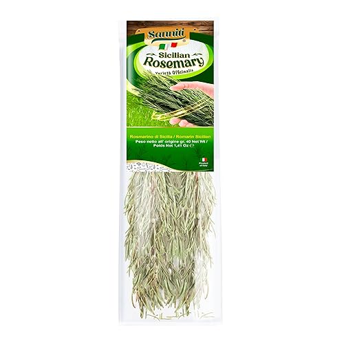 Sanniti Sicilian Herbs and Spices in Bag | Seasonings for Meats, Fish, Poultry, Sauces, Pizza, and Soups | Product of Italy (40 Grams, Rosemary)