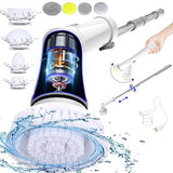 UBeesize Electric Spin Scrubber,Long Cordless Cleaning Brush,Rotatable Shower Scrubber with 8 Replaceable Heads,Adjustable Detachable Handle Bathroom