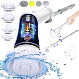 UBeesize Electric Spin Scrubber,Long Cordless Cleaning Brush,Rotatable Shower Scrubber with 8 Replaceable Heads,Adjustable Detachable Handle Bathroom