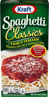 Kraft Spaghetti Classics Tangy Italian Spaghetti (Spices, & Parmesan Cheese Meal Mix, 12 ct Pack, 8 oz Boxes)