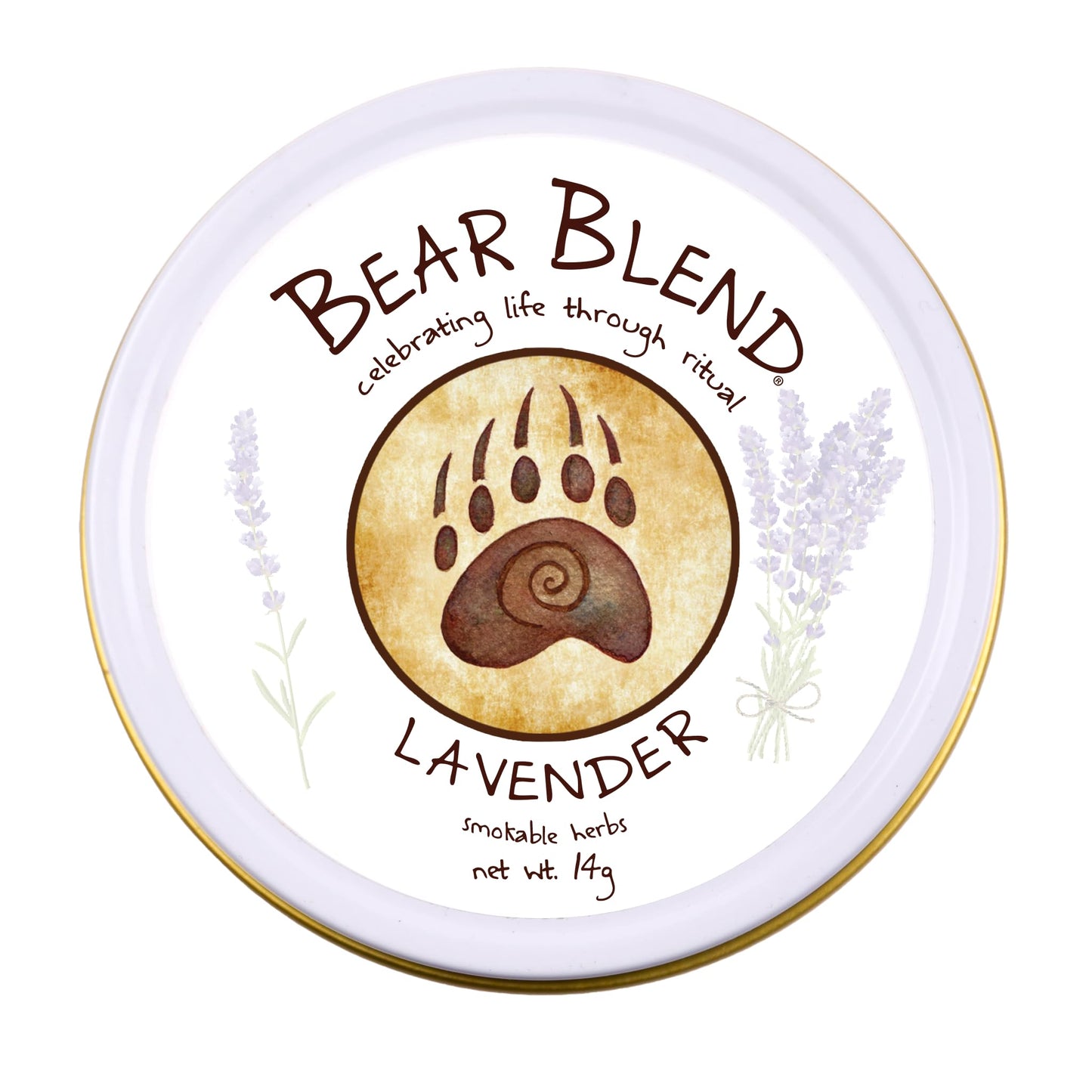 Bear Blend Lavender Smokable Herbs, Loose Herbal Tea, 14g Tin, Caffeine Free