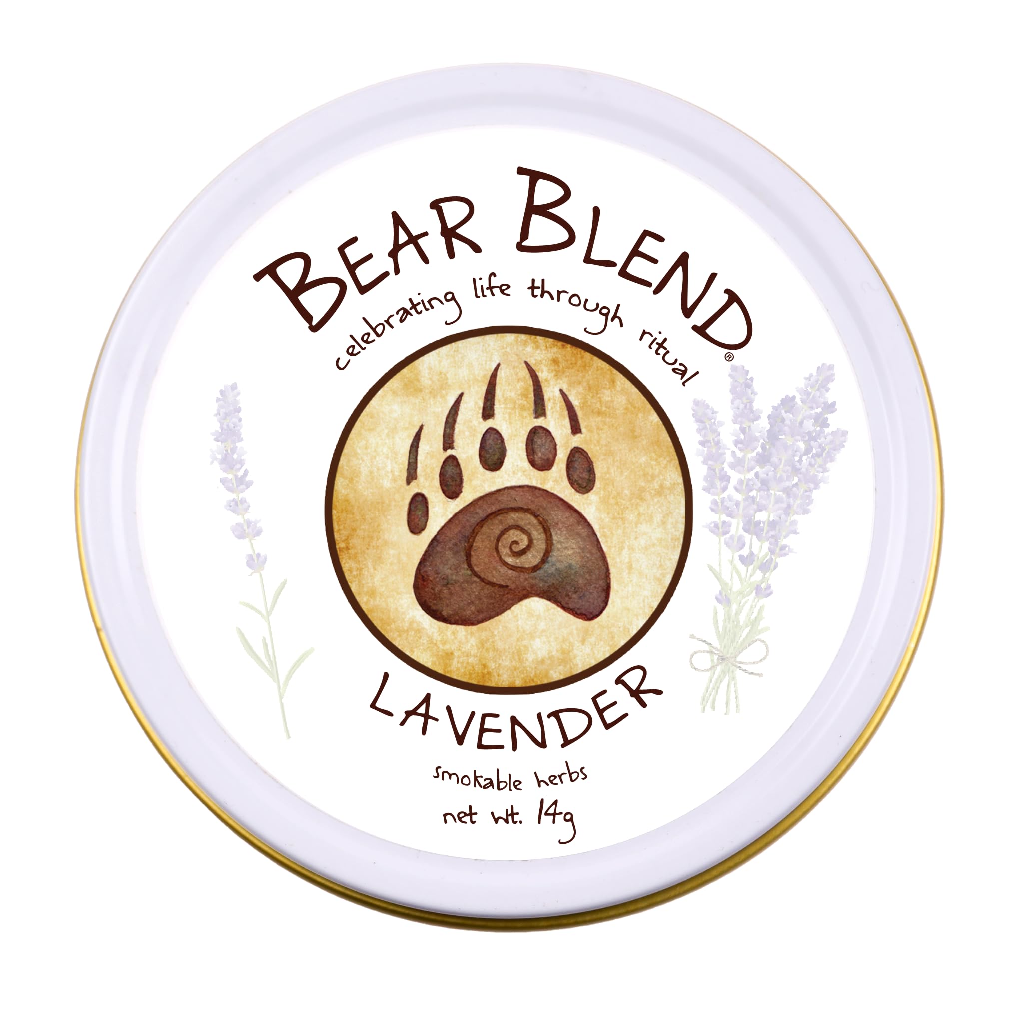 Bear Blend Lavender Smokable Herbs, Loose Herbal Tea, 14g Tin, Caffeine Free