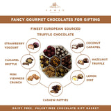 Fancy Gourmet Chocolates for Gifting - Finest European Sourced Truffle Chocolate - Crunchy, Creamy & Caramel Truffles Assortment - Kosher, Vegan