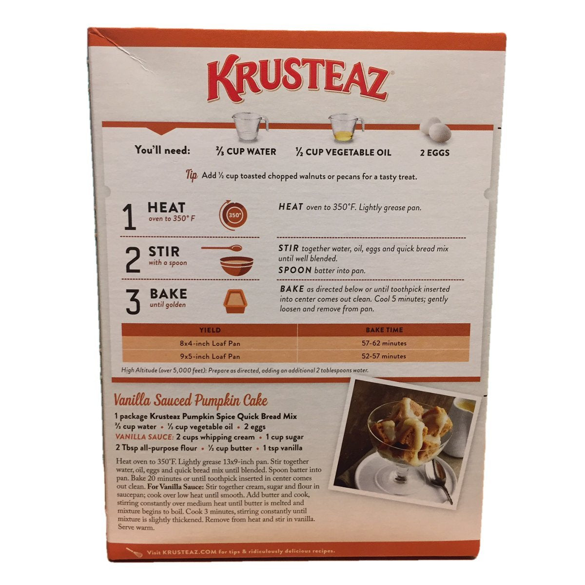 Krusteaz Pumpkin Spice Quick Bread Mix 15 ounce (Pack 0f 3)