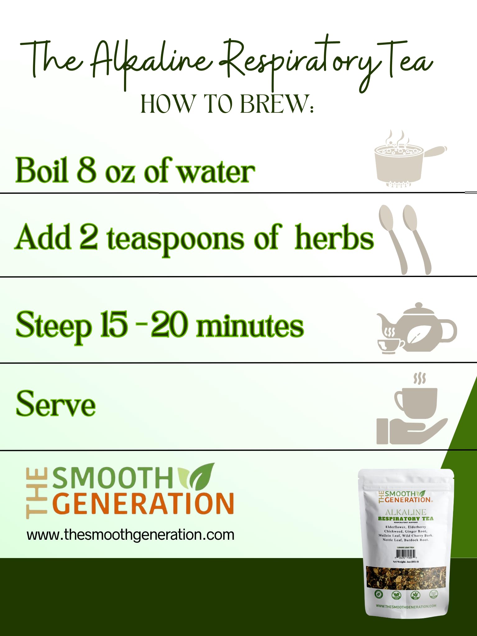 Alkaline Respiratory Tea - 100% Wildcrafted Herbs for Lung & Respiratory Support | Immune Boost & Detox | 4 oz Loose Leaf