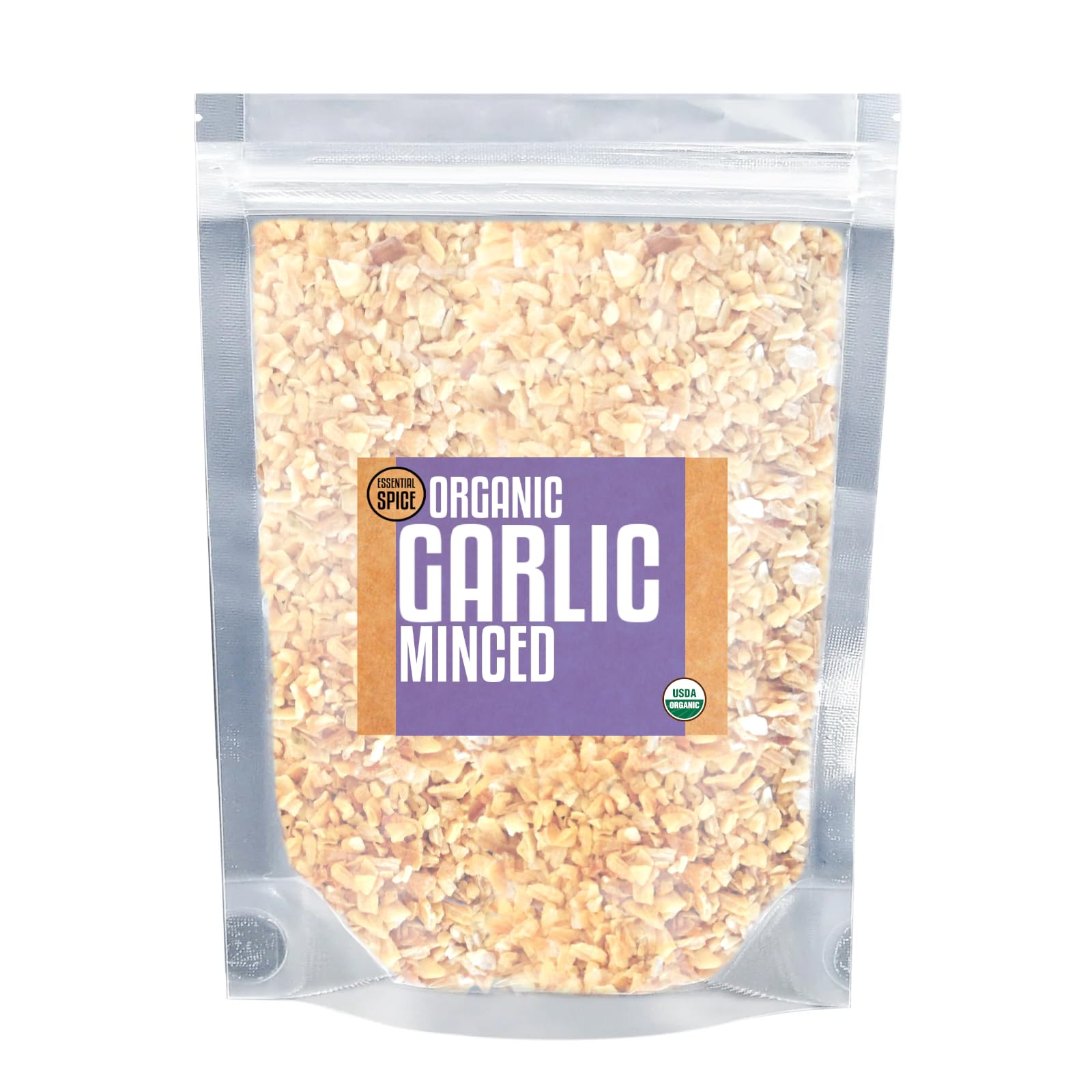 Essential Spice Organic Minced Garlic - Bold, Pungent Flavor in Convenient Dried Form - Perfect for Sauces, Stir-Fries, Soups & Rubs - 100% Pure