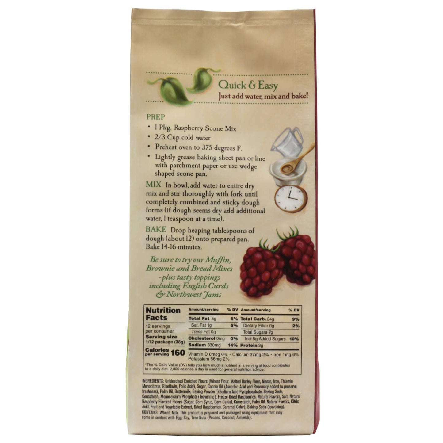 English Scone Mix with Raspberry by Sticky Fingers Bakeries - Easy to Make English Scones Fresh Baked, Makes 12 Scones (1pk)