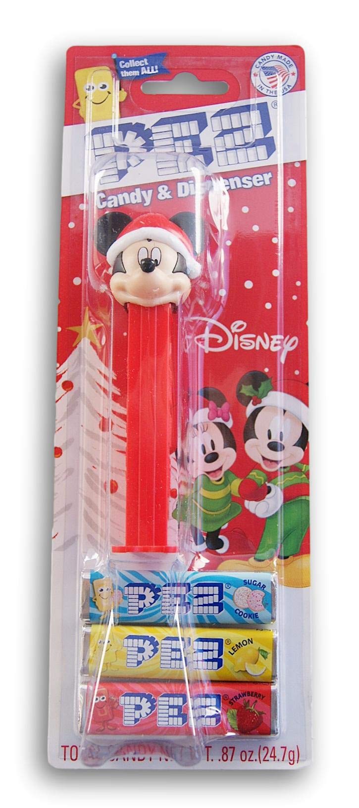 Pez Candy Dispenser Holiday Stocking Stuffer with 3 Pez Rolls (Mickey Mouse)