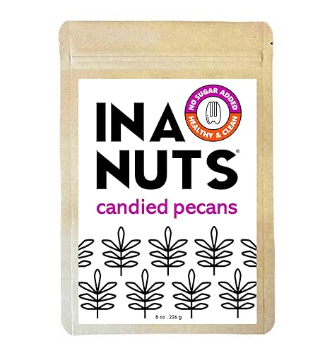 InaNuts Candied Pecans, NO Added Sugar, Gluten Free, Dairy Free, Keto & Paleo Friendly, Low Carb Healthy Super Nut, 8oz Bag