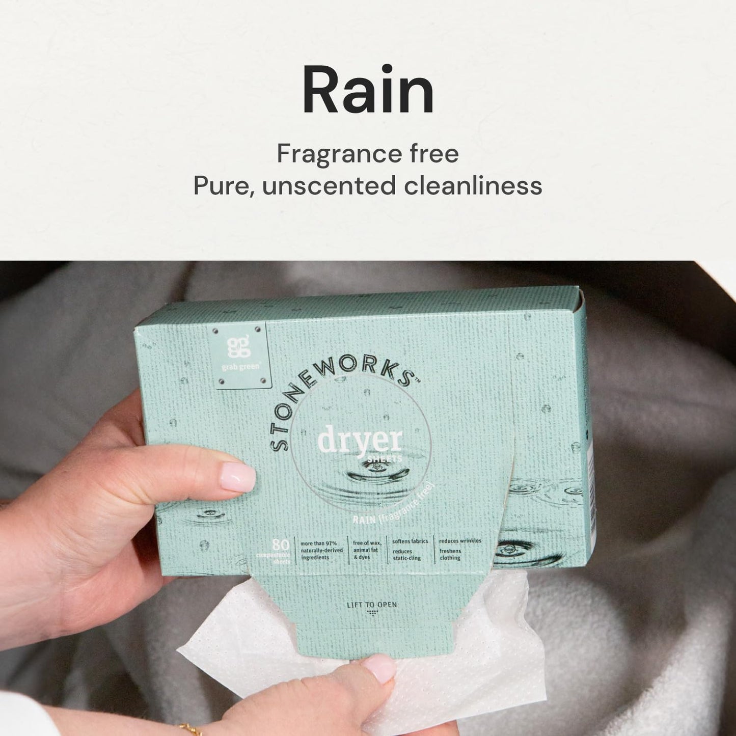 Grab Green Stoneworks Cruelty-Free Dryer Sheets | Softens Fabrics, Freshens Clothing & Reduces Static-Cling and Wrinkles | Plant Based | Fragrance