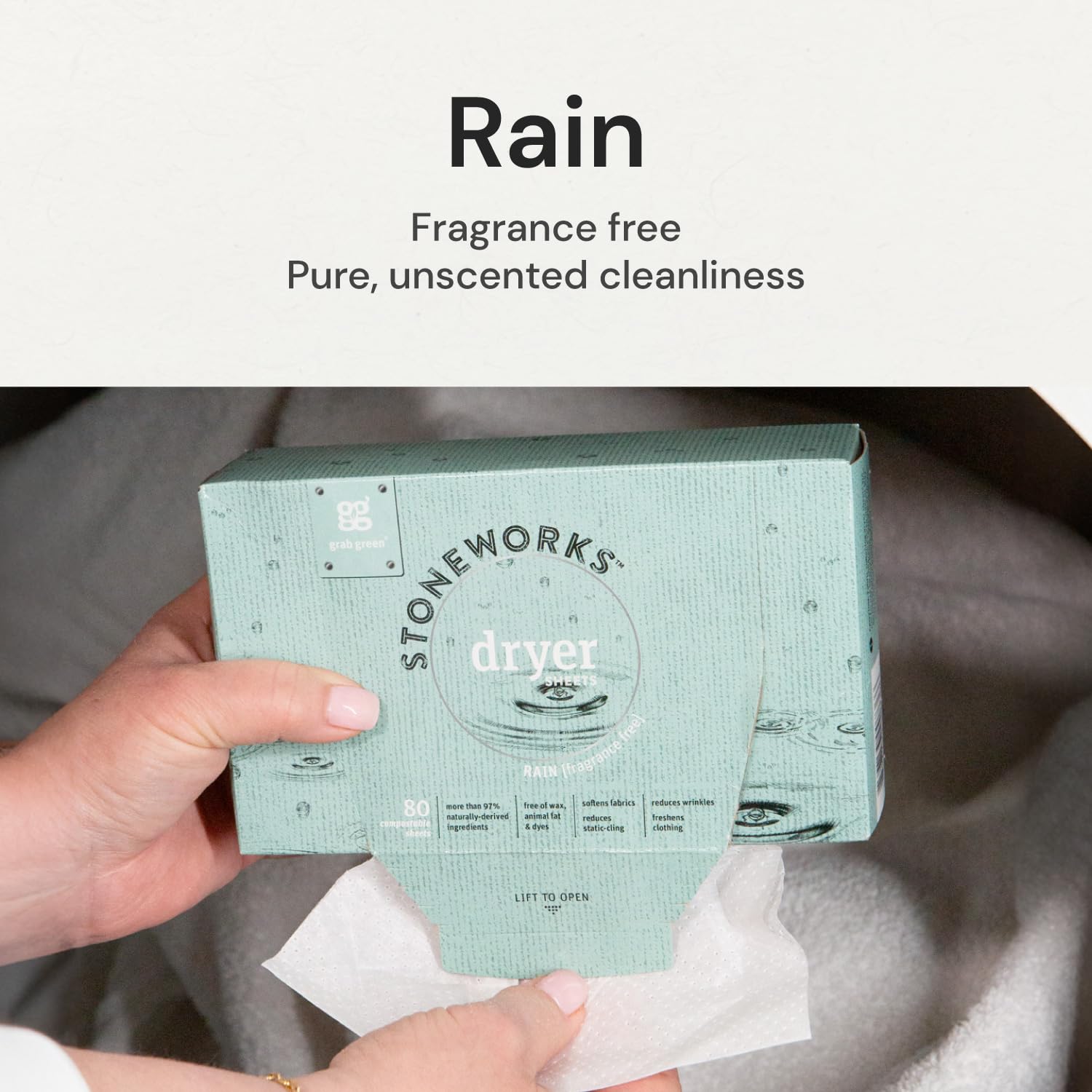 Grab Green Stoneworks Cruelty-Free Dryer Sheets | Softens Fabrics, Freshens Clothing & Reduces Static-Cling and Wrinkles | Plant Based | Fragrance