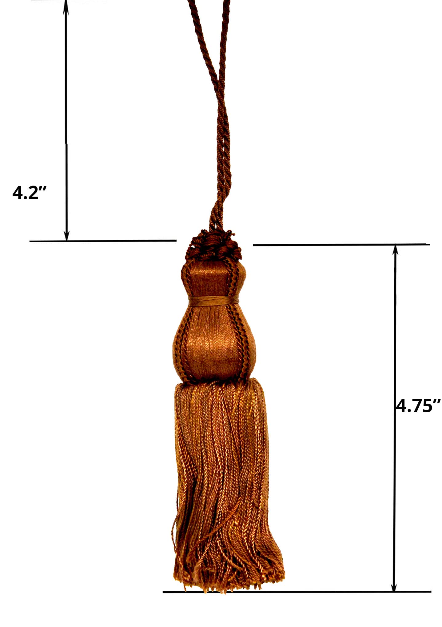 Belagio Enterprises 4 3/4-inch Long Key Tassel with a 4-inch Loop Cord | BT-5003-38 Toffee