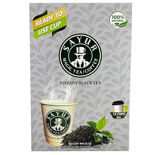 Built-in Tea Cups, just add Hot water By SAYUR, 8 Oz, 12 Cups (Earl Grey Black Tea) ready to use For a gift