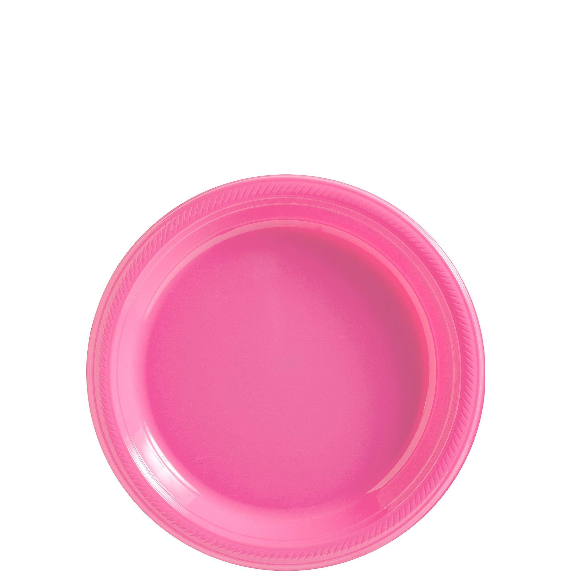 Bright Pink Round Disposable Plastic Plates - 7" (Pack Of 50) - Sturdy Dinnerware For Parties, Events & Everyday Use