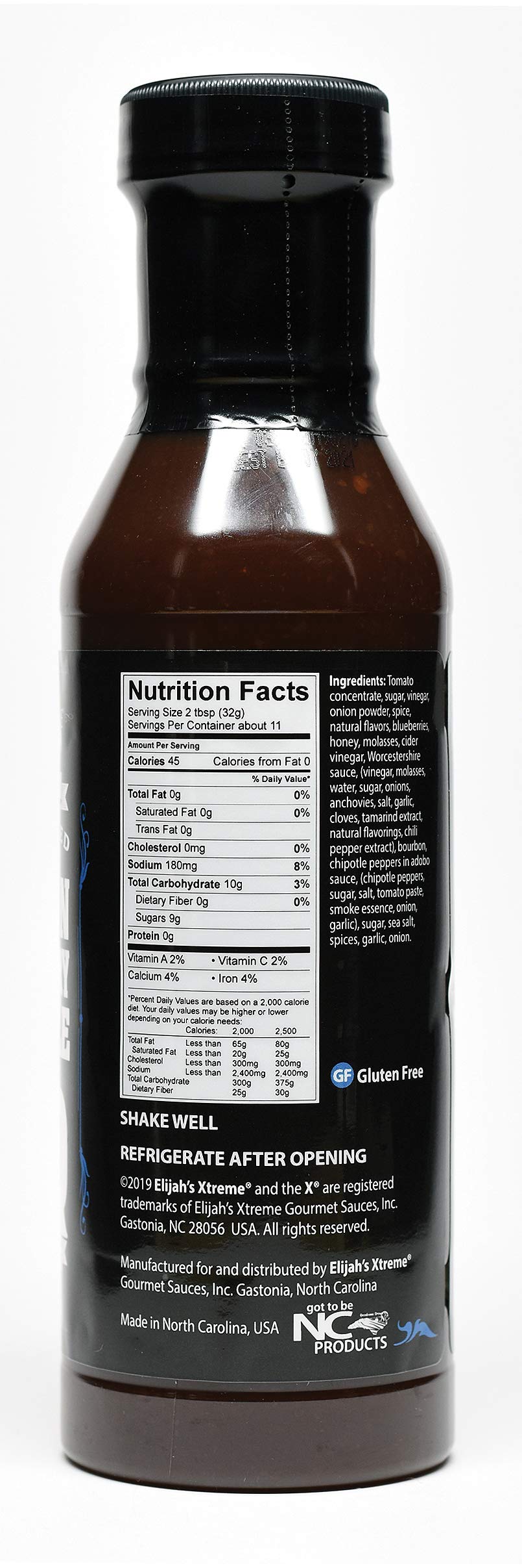 Elijah's Xtreme Bourbon Infused Blueberry Chipotle BBQ Sauce & Marinade - BBQ Sauce 12 FL OZ